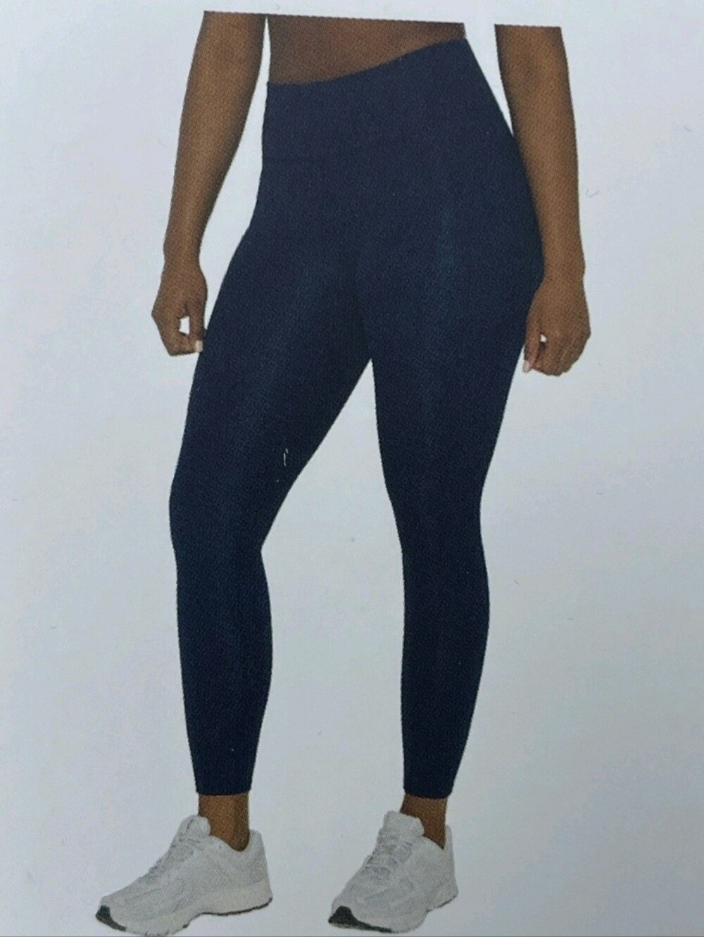 Fabletics Deep Navy Active Leggings with White Logo & Pockets